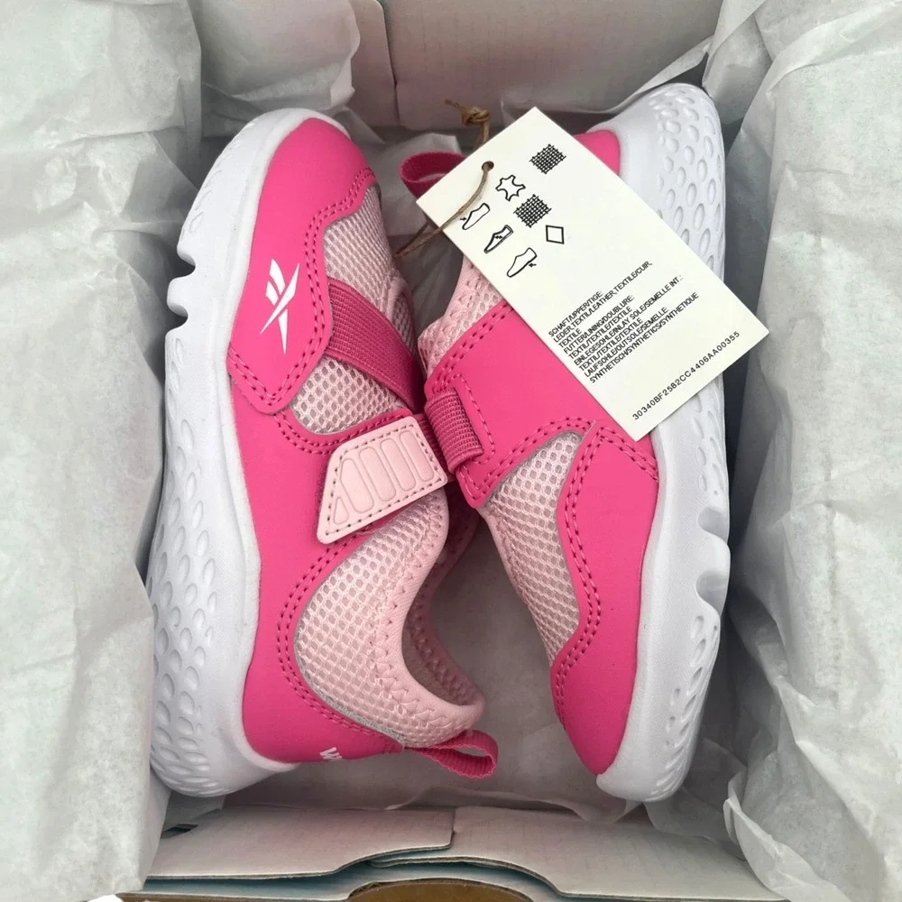 Reebok Toddler Girls Slip-on Sneaker Size 7 Pink‎ Lightweight Stretch Comfort
